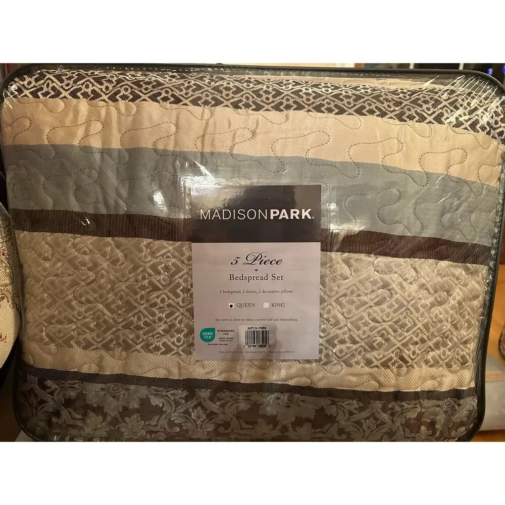 Madison Park Dartmouth 5 Piece Reversible Jacquard Bedspread Set Queen Size